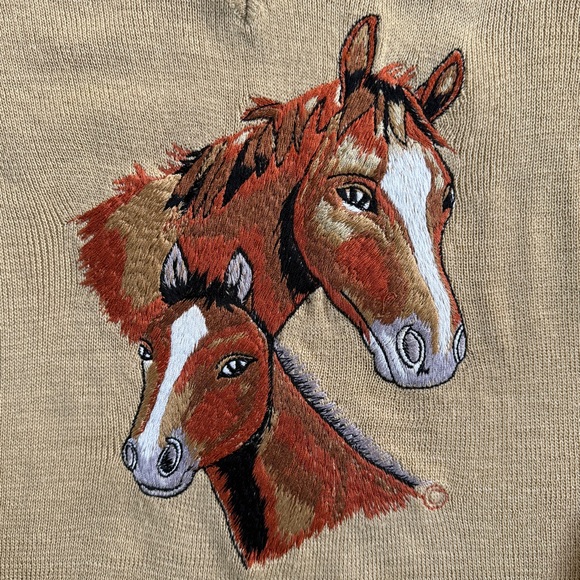 Vintage Cyn Les Shirlee Equestrian/Horse Embroidered Sweater (size M) - Picture 5 of 12